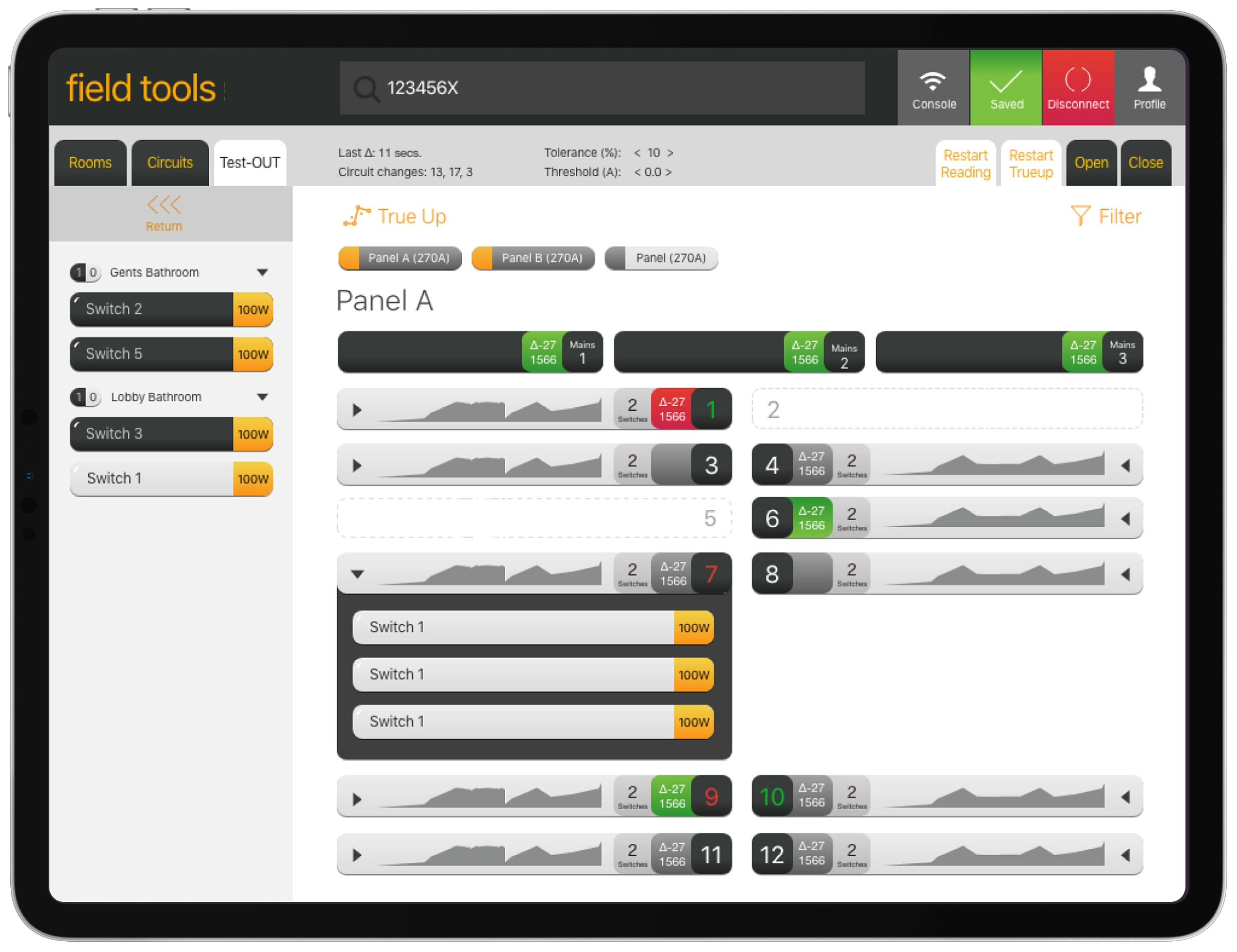 UI iPad app - Field Tools Electrical Lighting Auditor